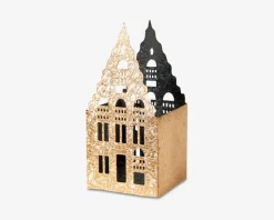 Hus t/fyrfadslys metal 7x7x15 cm