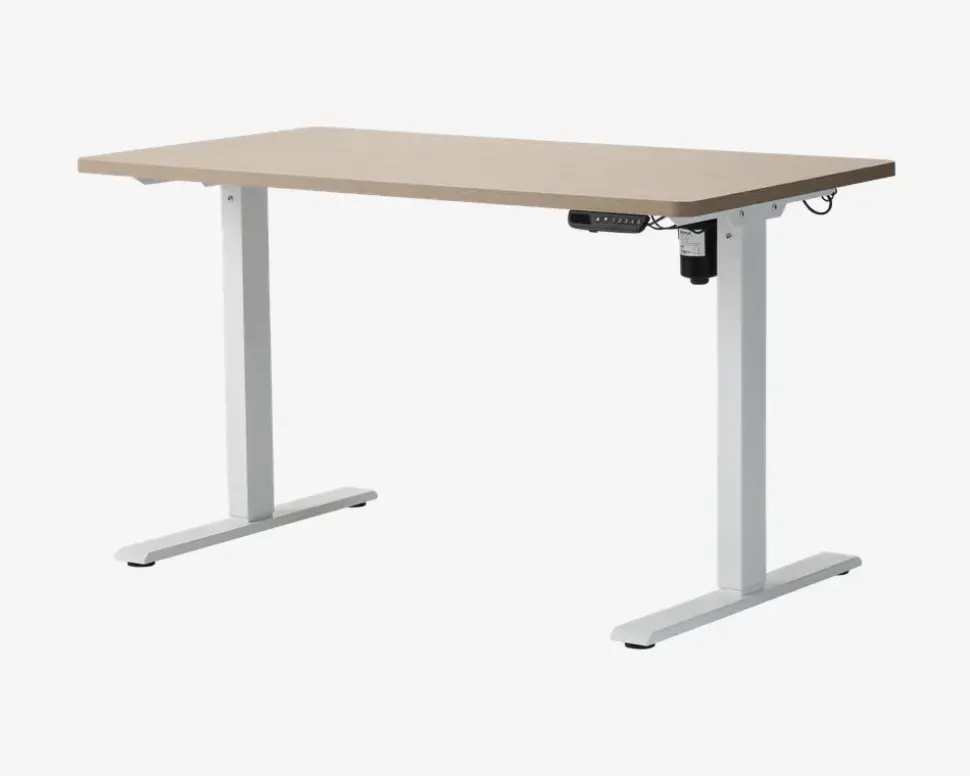 Hæve-Sænkebord 70x130 cm Hvid/Eg