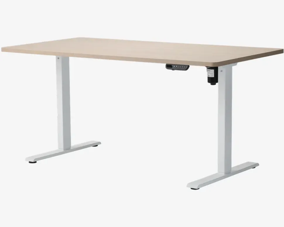 Hæve-Sænkebord 80x160 cm Hvid/Eg