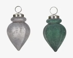 Julekugle Cone Grøn/Hvid