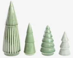 Juletræer porcelæn grøn 4 stk.