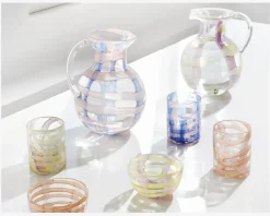 Kande Mønster Glas Blå/Pink H.22 cm