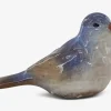 Keramik fugl sand/blå H.10 cm