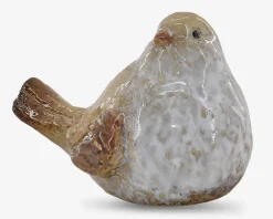 Keramik fugl sand/brun H.12 cm