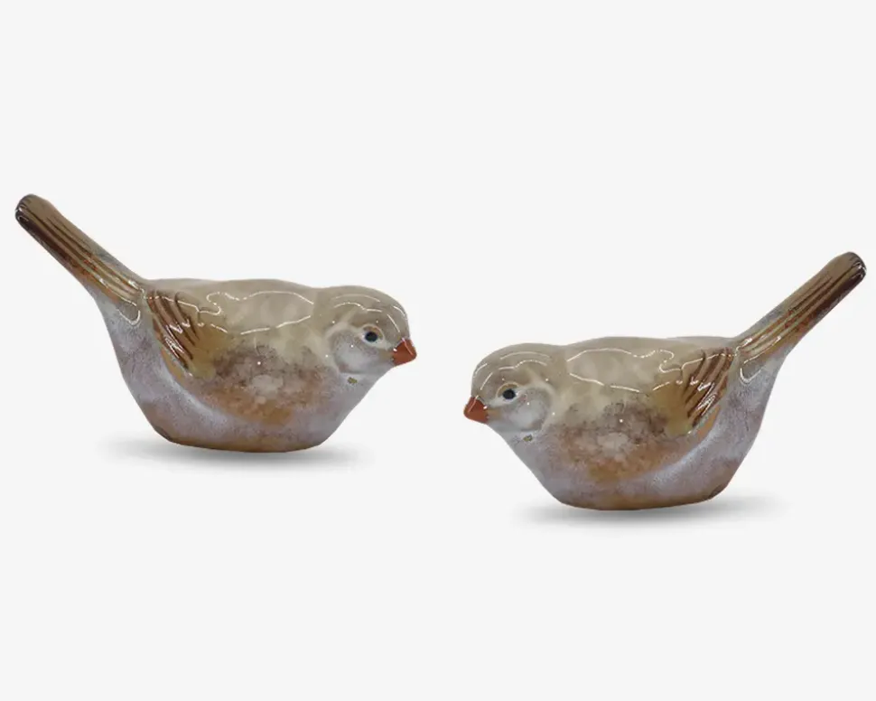 Keramik fugle ass sand/ brun H.7 cm