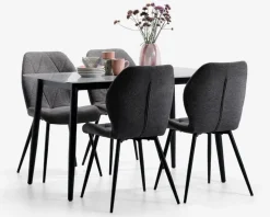 Køkkenbord i grå med sort stel 70 x 120 cm