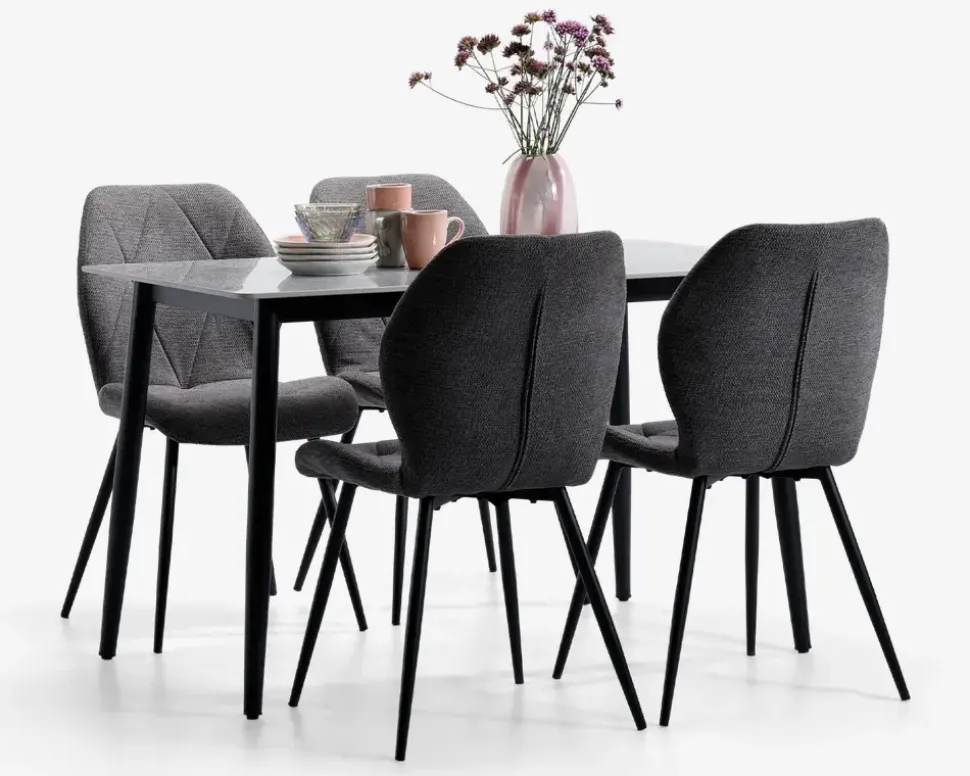 Køkkenbord i grå med sort stel 70 x 120 cm