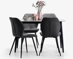 Køkkenbord i grå med sort stel 70 x 120 cm