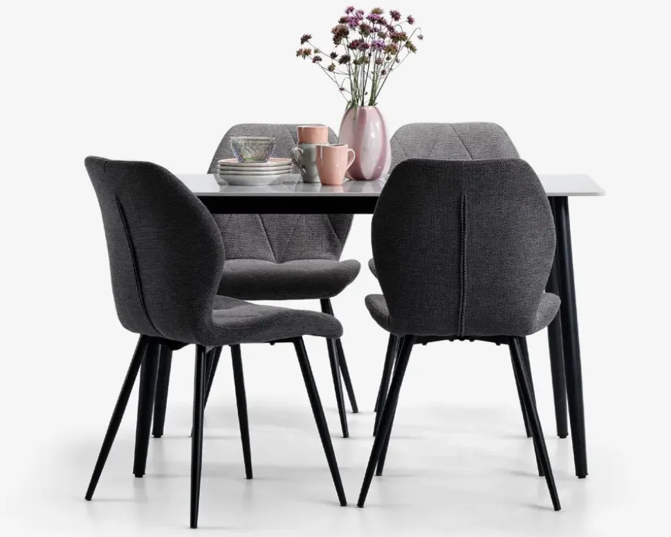 Køkkenbord i grå med sort stel 70 x 120 cm