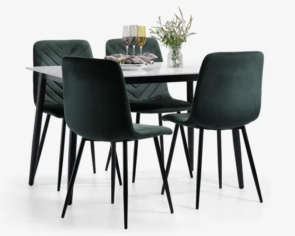 Køkkenbord i hvid med sort stel 70 x 120 cm