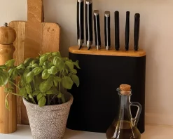 Knivblok sort H.23,5 cm