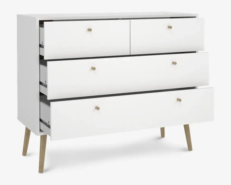 Kommode Bodo med 4 skuffer hvid