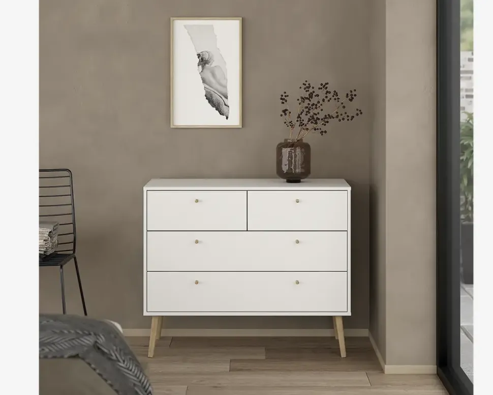 Kommode Bodo med 4 skuffer hvid