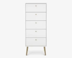 Kommode Bodo med 5 skuffer hvid