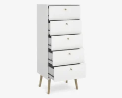 Kommode Bodo med 5 skuffer hvid