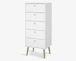 Kommode Bodo med 5 skuffer hvid