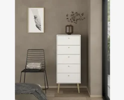 Kommode Bodo med 5 skuffer hvid