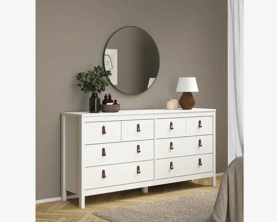 Kommode Madrid med 8 skuffer hvid