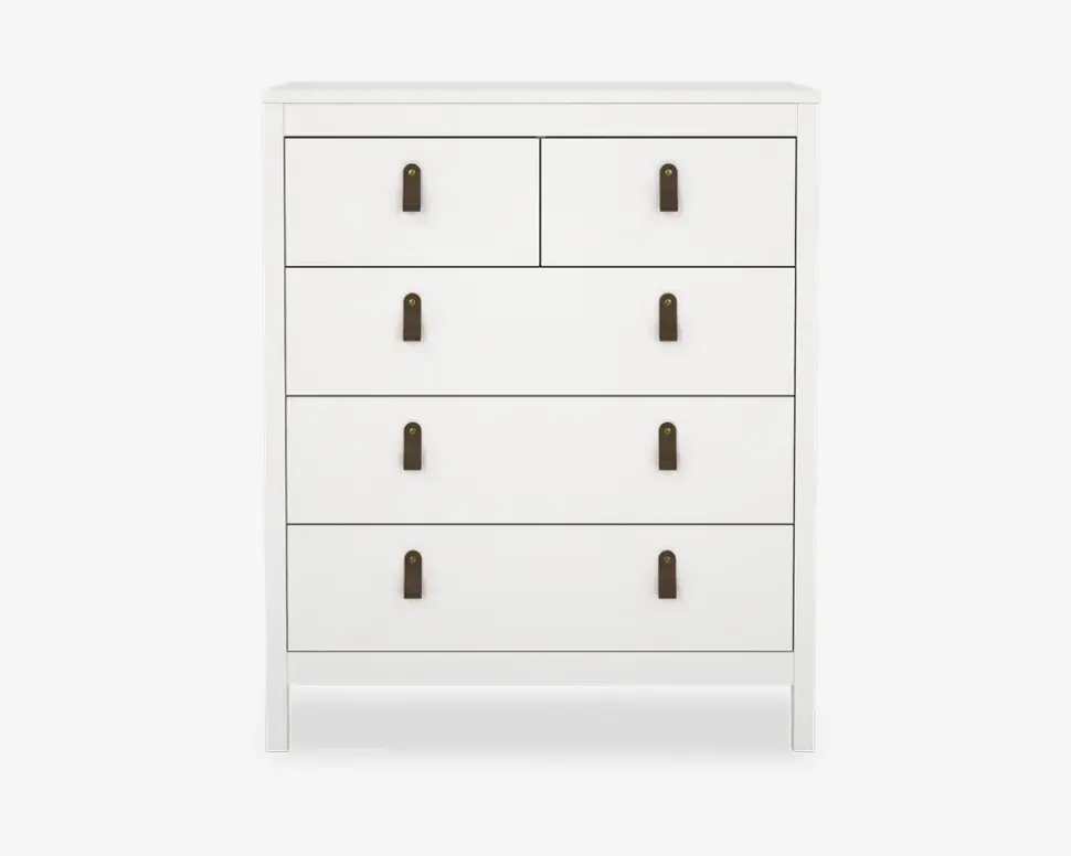 Kommode Madrid med 5 skuffer hvid
