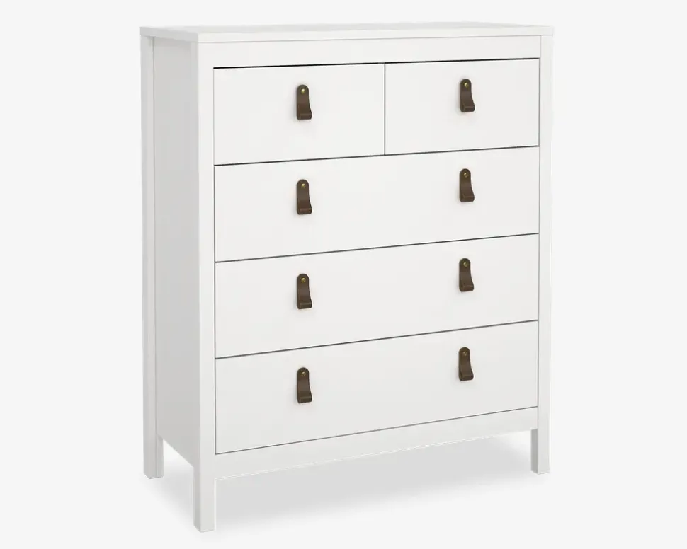 Kommode Madrid med 5 skuffer hvid