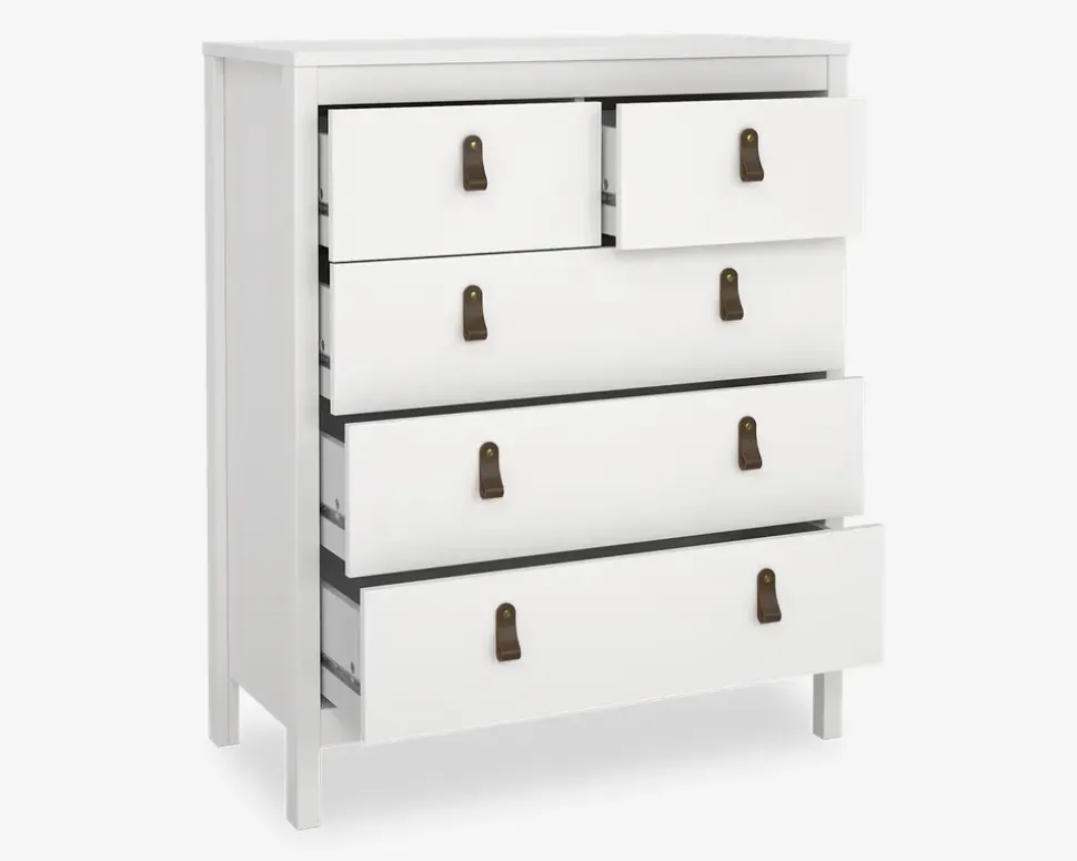 Kommode Madrid med 5 skuffer hvid