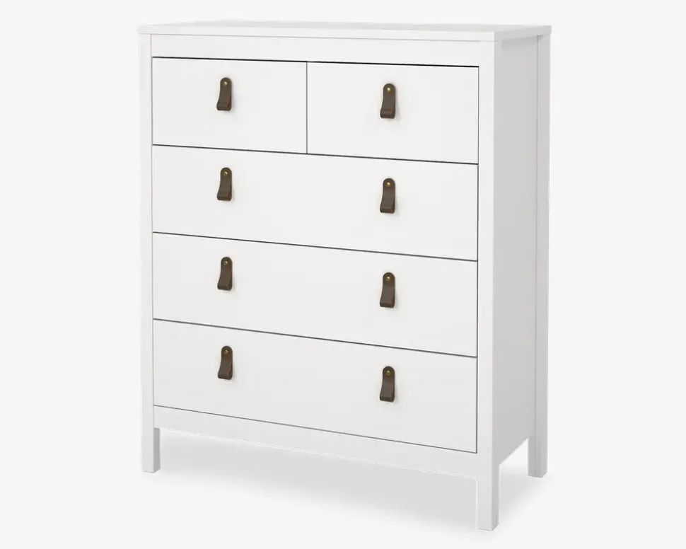 Kommode Madrid med 5 skuffer hvid