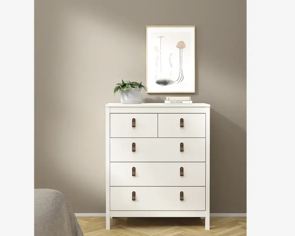 Kommode Madrid med 5 skuffer hvid