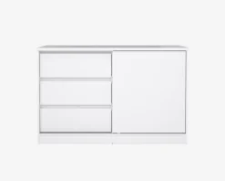 Kommode Naia med 3 skuffer og en skydedør hvid