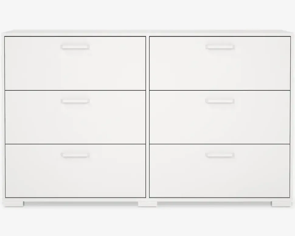 Kommode Sofia hvid med 6 skuffer