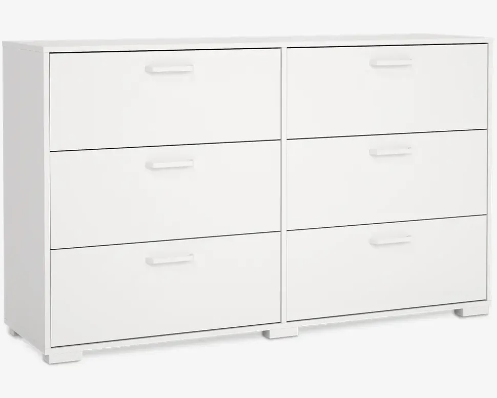 Kommode Sofia hvid med 6 skuffer