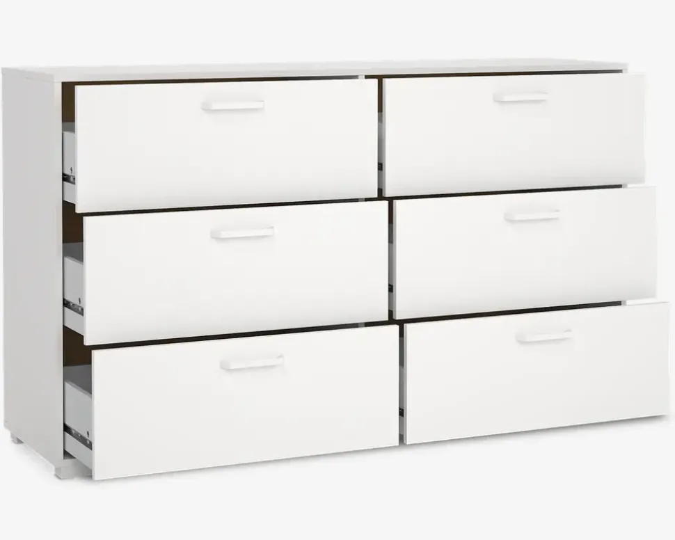Kommode Sofia hvid med 6 skuffer