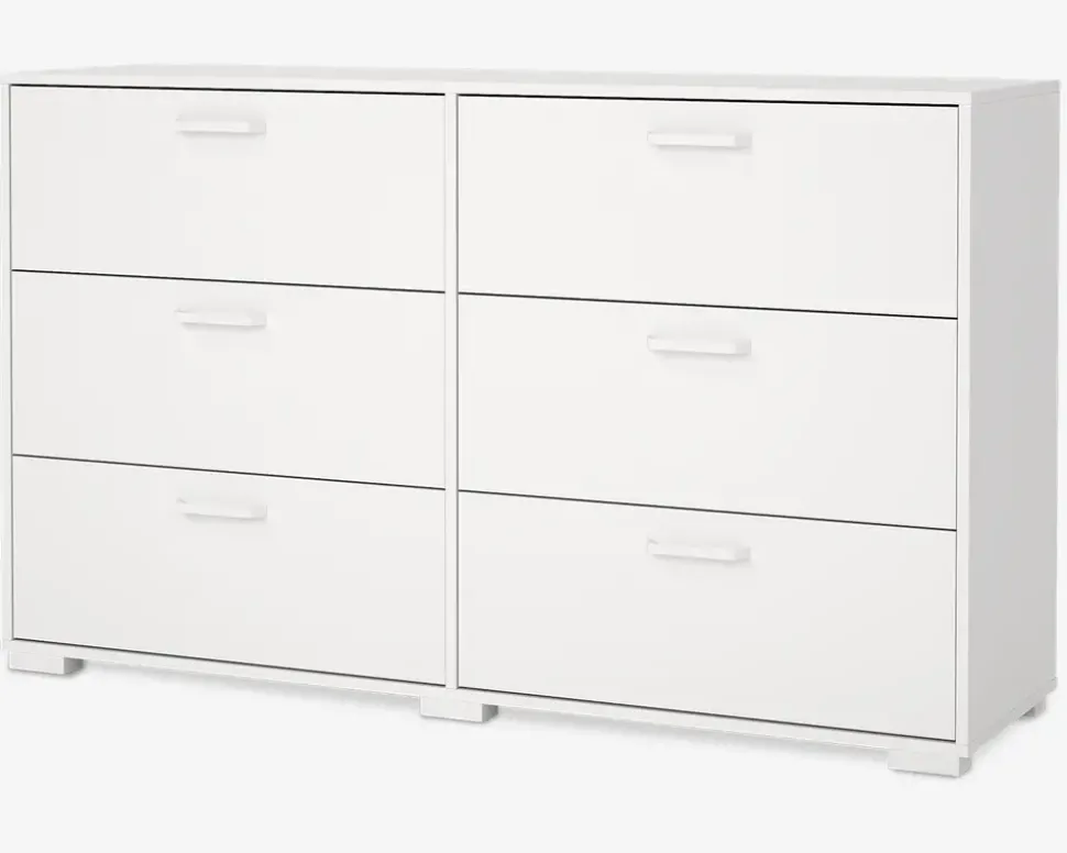 Kommode Sofia hvid med 6 skuffer