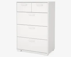 Kommode Sofia hvid med 5 skuffer