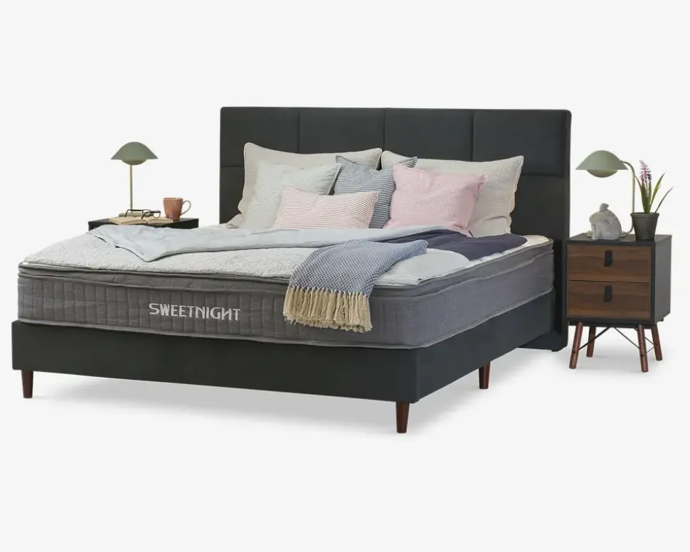 Komplet seng 180 x 200 cm grå