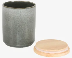 Krukke M. Trælåg Mat Grå H.15 cm