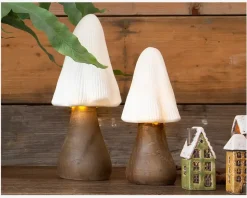 Lampe svamp LED mørk H.26 cm