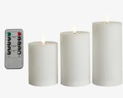 LED Bloklys Sæt 3Stk Hvid Ø.7,5cm