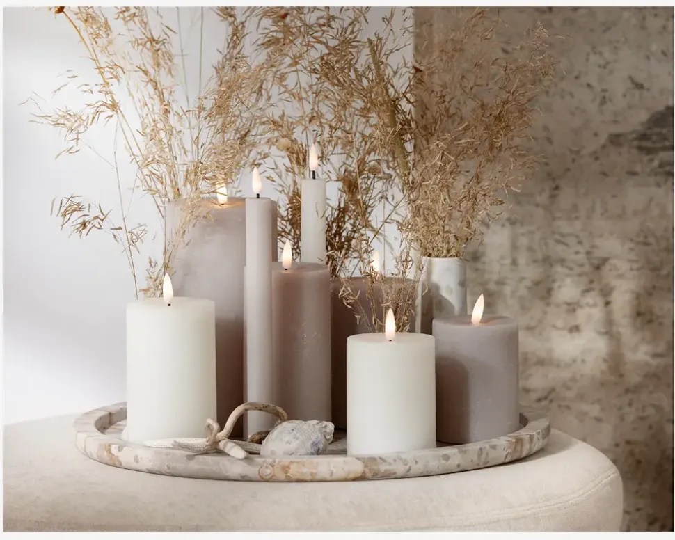 LED Bloklys Stone H.15xØ.7,5cm