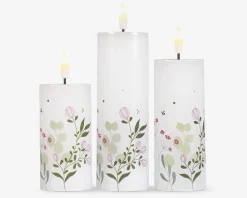 LED lys voks 3 stk. grøn blomster