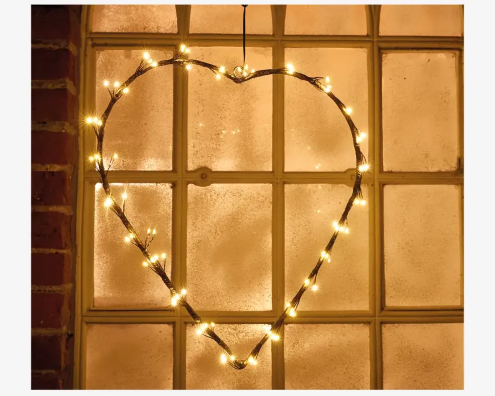 LED Tråd Hjerte H.40cm Sort