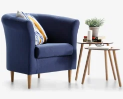 Lænestol Flash Blå Med Eg Ben