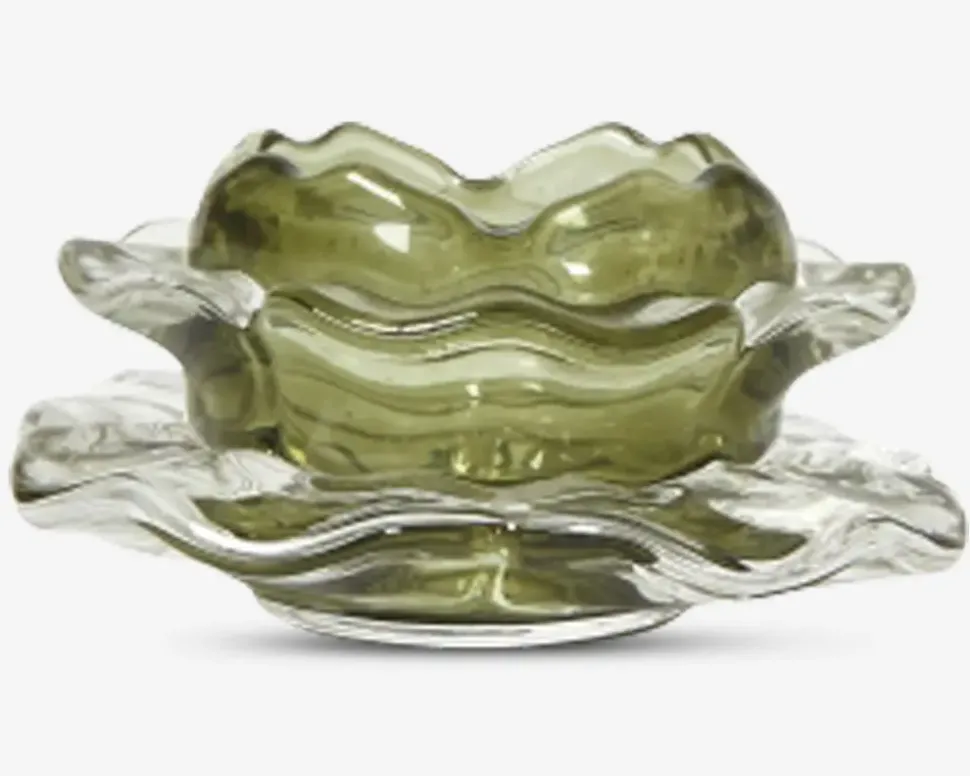 Loe fyrfadsstage lotusblomst grøn Ø.9 cm