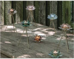 Loe fyrfadsstage lotusblomst amber Ø.12 cm