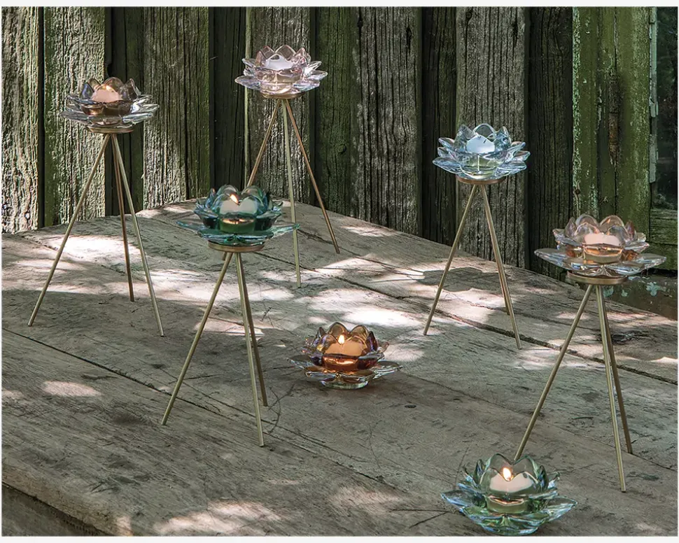 Loe fyrfadsstage lotusblomst amber Ø.12 cm