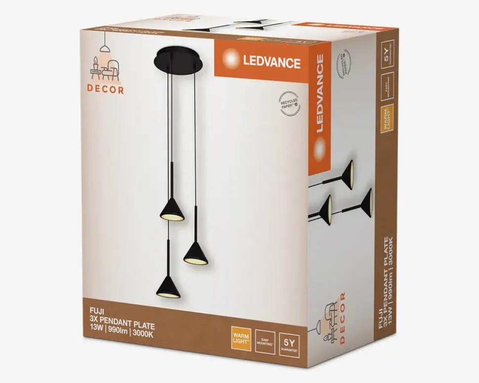 Loftlampe Fuji 3 x pendel sort Ø.29 cm