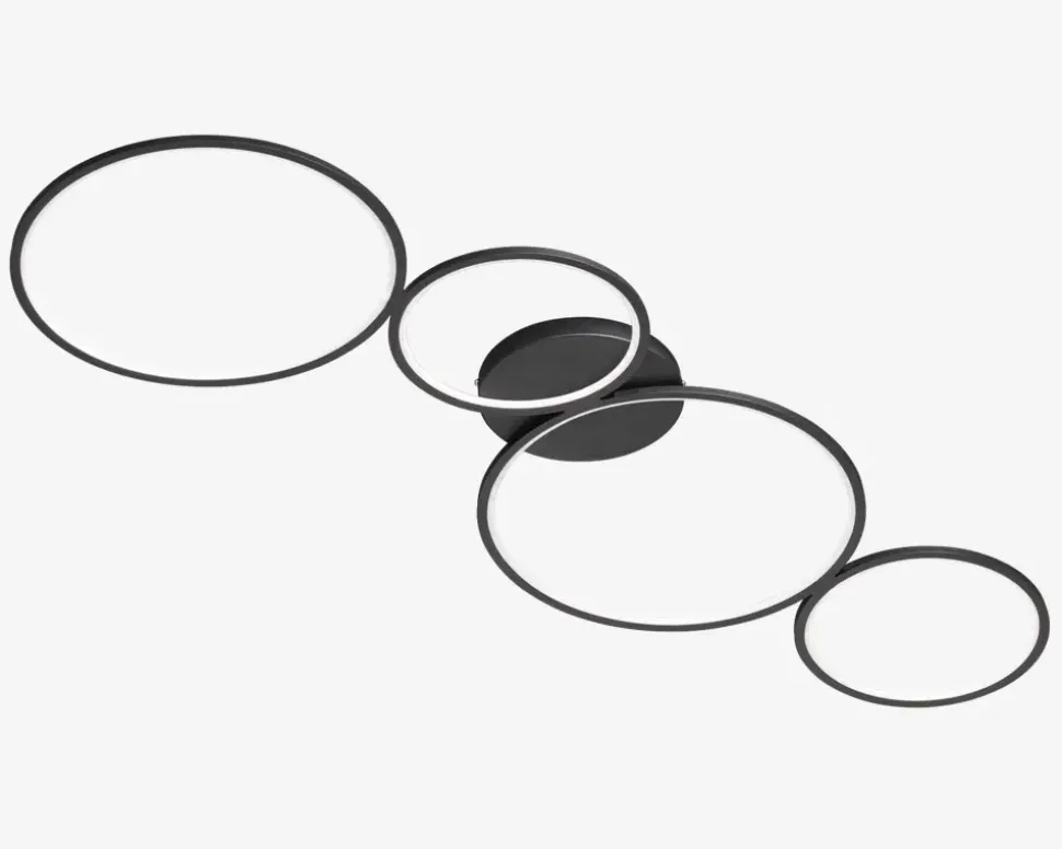 Loftlampe Rondo 4 Sort L.97 cm