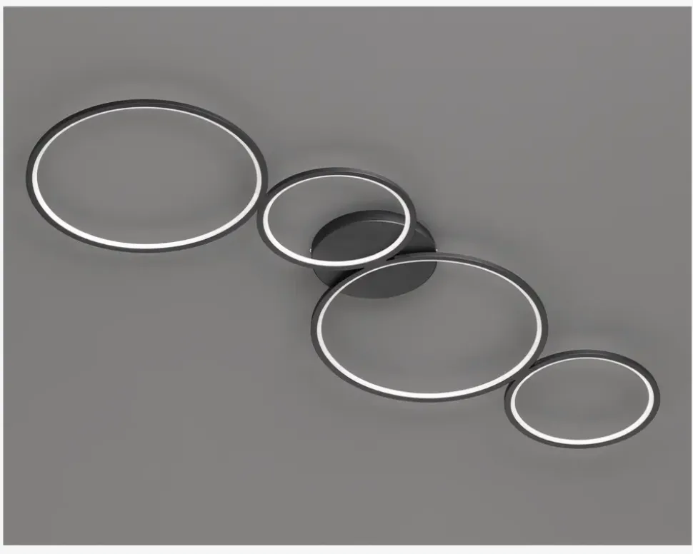 Loftlampe Rondo 4 Sort L.97 cm