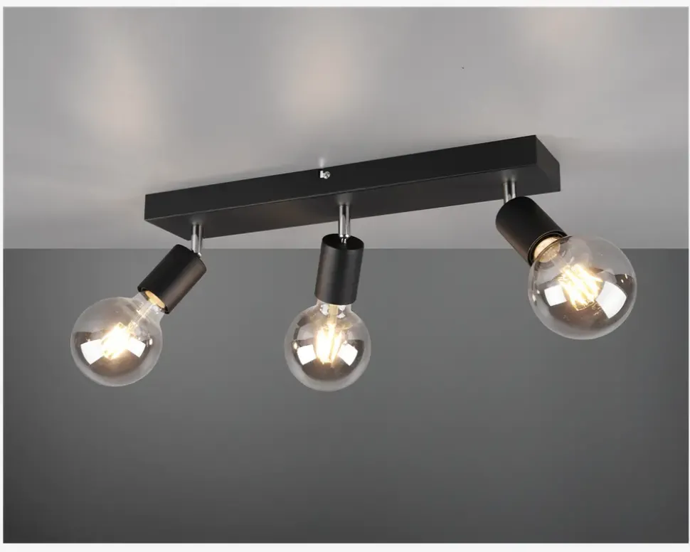 Loftlampe Vannes 3 Sort L.44 cm