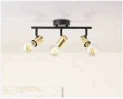 Loftspot Kerry Sort/Messing 3 x E27