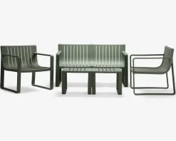 Loungesæt grøn plast 5 dele